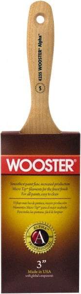 Wooster Brush - 3" Oval Synthetic Varnish Brush - 3-7/16" Bristle Length, 6-1/4" Maple Beavertail Handle - Exact Tool & Supply