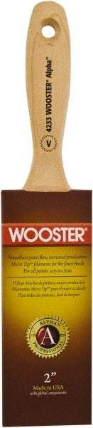 Wooster Brush - 2" Flat Synthetic Varnish Brush - 2-11/16" Bristle Length, 6-1/2" Maple Beavertail Handle - Exact Tool & Supply