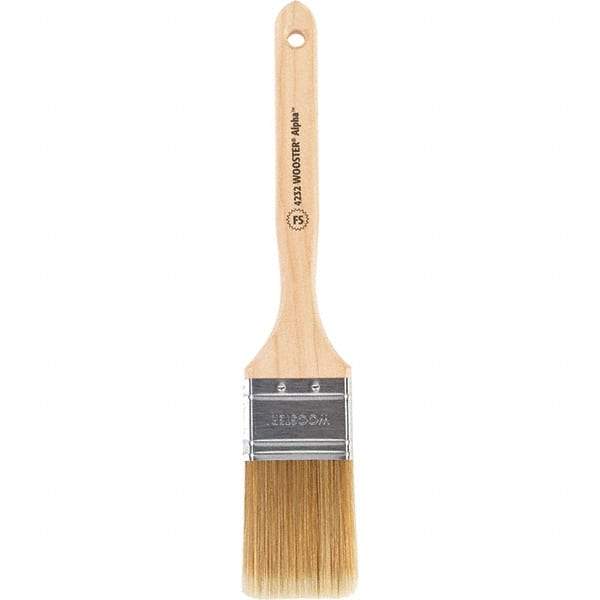 Wooster Brush - 2" Flat Synthetic Sash Brush - 2-11/16" Bristle Length, 7-7/8" Maple Fluted Handle - Exact Tool & Supply
