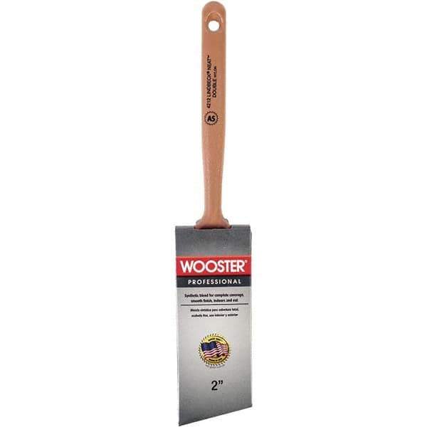 Wooster Brush - 2" Angled Synthetic Sash Brush - 2-11/16" Bristle Length, 7-7/8" Poly Foam Fluted Handle - Exact Tool & Supply