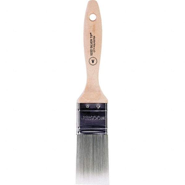 Wooster Brush - 1-1/2" Flat Synthetic Varnish Brush - 2-7/16" Bristle Length, 6-3/8" Wood Beavertail Handle - Exact Tool & Supply