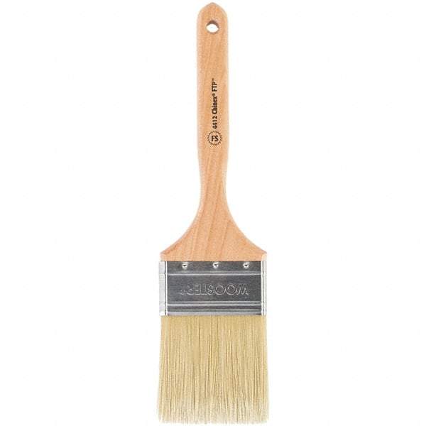 Wooster Brush - 3" Flat Synthetic Sash Brush - 3-3/16" Bristle Length, 7-7/8" Maple Fluted Handle - Exact Tool & Supply