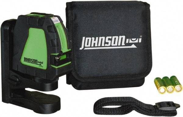 Johnson Level & Tool - 2 Beam 200' (Interior) Max Range Self Leveling Cross Line Laser - Green Beam, 1/8" at 35' Accuracy, 4-1/8" Long x 4-1/8" Wide x 1-15/16" High, Battery Included - Exact Tool & Supply