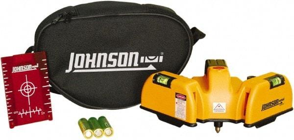 Johnson Level & Tool - 2 Beam 65' (Interior) Max Range Line Laser Level - Red Beam, 1/16" at 20' Accuracy, 6-1/2" Long x 4" Wide x 6-1/2" High, Battery Included - Exact Tool & Supply
