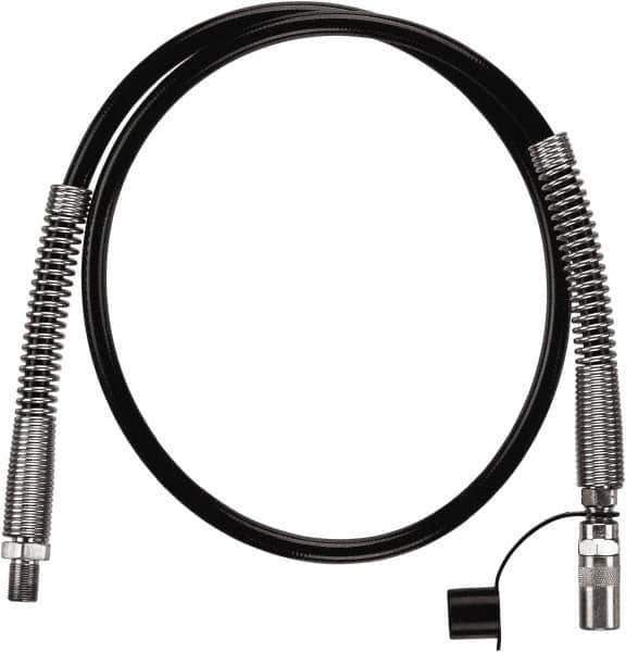 DeWALT - 2' Long, 10,000 psi Operating Pressure, Rubber Grease Gun Hose - 1/8 NPT, 689 bar Burst Pressure - Exact Tool & Supply