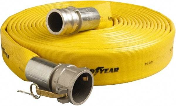 Alliance Hose & Rubber - 4" ID x 4.41 OD, 150 Working psi, Yellow Pliovic Hose, Lays Flat - 50' Long, -10 to 150°F - Exact Tool & Supply