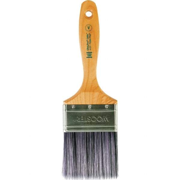 Wooster Brush - 3" Flat Synthetic Varnish Brush - 3-3/16" Bristle Length, 6-1/2" Maple Beavertail Handle - Exact Tool & Supply