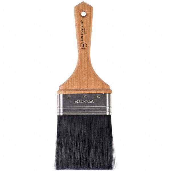 Wooster Brush - 3" Flat Synthetic Varnish Brush - 3-3/16" Bristle Length, 5-1/2" Maple Beavertail Handle - Exact Tool & Supply