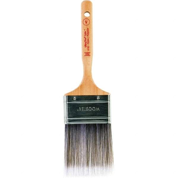 Wooster Brush - 2-1/2" Flat Nylon/Polyester Varnish Brush - 2-15/16" Bristle Length, 6-1/4" Maple Dowel Handle - Exact Tool & Supply