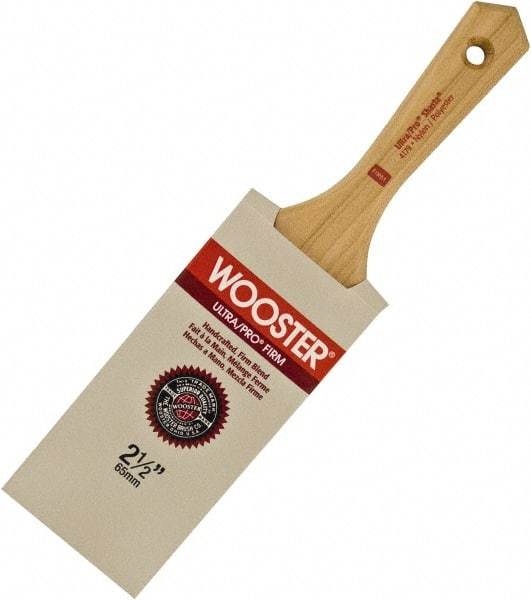 Wooster Brush - 3-1/2" Flat Nylon/Polyester Varnish Brush - 3-11/16" Bristle Length, 5-1/2" Maple Beavertail Handle - Exact Tool & Supply