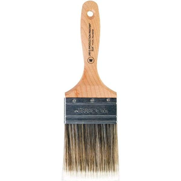 Wooster Brush - 3" Flat Nylon/Polyester Wall Brush - 3-7/16" Bristle Length, 6-1/4" Maple Beavertail Handle - Exact Tool & Supply