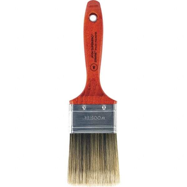 Wooster Brush - 2-1/2" Flat Nylon/Polyester Varnish Brush - 2-15/16" Bristle Length, 5-1/2" Wood Beavertail Handle - Exact Tool & Supply