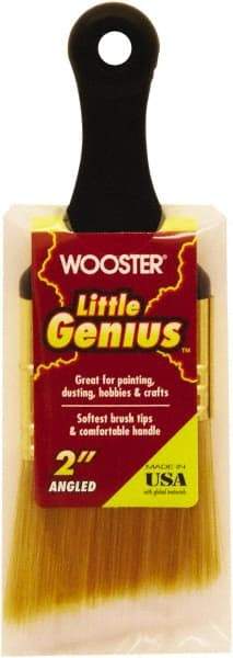 Wooster Brush - 2" Flat Synthetic General Purpose Paint Brush - 2-3/16" Bristle Length, 2-1/2" Plastic Short Handle - Exact Tool & Supply