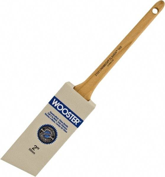 Wooster Brush - 2" Angled Hog Sash Brush - 2-3/16" Bristle Length, 8" Maple Rattail Handle - Exact Tool & Supply