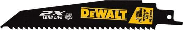 DeWALT - 6" Long x 1" Thick, High Speed Steel Reciprocating Saw Blade - Tapered Profile, 6 TPI, Toothed Edge, Universal Shank - Exact Tool & Supply