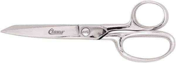 Clauss - 3" LOC, 6" OAL Chrome Plated Straight Trimmers - Steel Straight Handle, For Paper, Fabric - Exact Tool & Supply