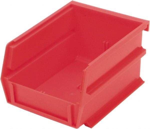 Triton - 5-3/8" Deep, Red Polypropylene Hopper Stacking Bin - 3" High x 4-1/8" Wide x 5-3/8" Long - Exact Tool & Supply