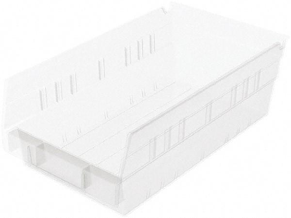 Akro-Mils - 11-5/8" Deep, Clear Hopper Shelf Bin - 4" High x 6-5/8" Wide x 11-5/8" Long - Exact Tool & Supply