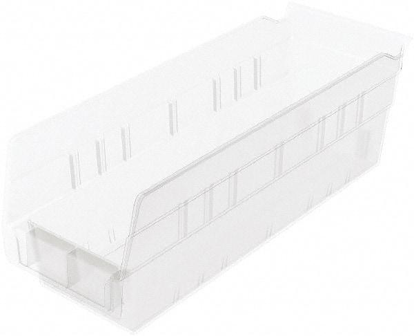 Akro-Mils - 11-5/8" Deep, Clear Hopper Shelf Bin - 4" High x 4-1/8" Wide x 11-5/8" Long - Exact Tool & Supply