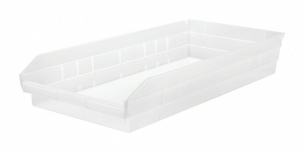 Shelf Bin, Clear, 4"H x 23-5/8"L x 11-1/8"W, 1EA