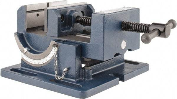 Gibraltar - 4" Jaw Width, 4" Jaw Opening Capacity, Angle Stationary Machine Vise - Manual Operation, 1 Station, 9-7/16" Long x 4-1/2" High x 1-1/2" Deep, 1-1/2" Jaw Height - Exact Tool & Supply