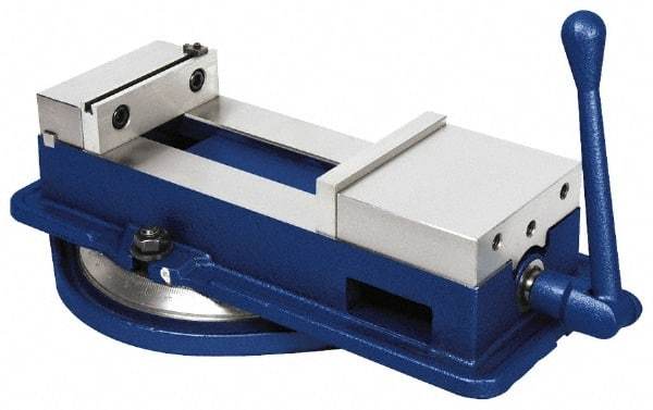 Gibraltar - 6" Jaw Width, 8-3/4" Jaw Opening Capacity, Horizontal Swivel Machine Vise - Manual Operation, 1 Station, 19-1/2" Long x 6-1/4" High x 1-5/8" Deep, 1-5/8" Jaw Height - Exact Tool & Supply