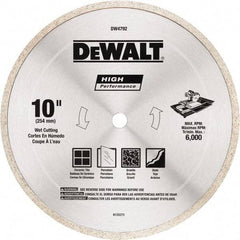 DeWALT - 10" Diam, 5/8" Arbor Hole Diam, Wet & Dry Cut Saw Blade - Diamond-Tipped, Standard Round Arbor - Exact Tool & Supply