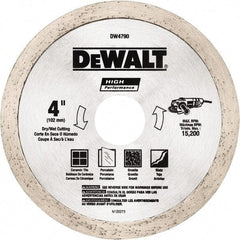 DeWALT - 4" Diam, 5/8 & 7/8" Arbor Hole Diam, Wet & Dry Cut Saw Blade - Diamond-Tipped, Standard Round Arbor - Exact Tool & Supply
