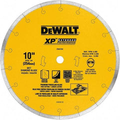 DeWALT - 10" Diam, 5/8" Arbor Hole Diam, Wet & Dry Cut Saw Blade - Diamond-Tipped, Standard Round Arbor - Exact Tool & Supply