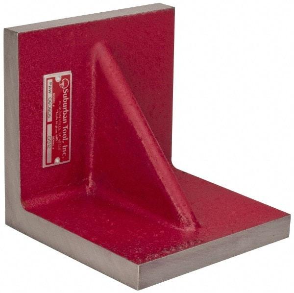 Suburban Tool - 6" Wide x 6" Deep x 6" High Cast Iron Machined Angle Plate - Standard Plate, Flat Surface, Single Web, 3/4" Thick, Single Plate - Exact Tool & Supply
