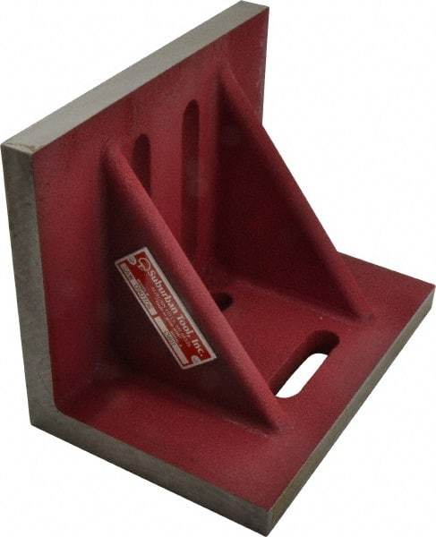 Suburban Tool - 9" Wide x 6" Deep x 7" High Cast Iron Machined Angle Plate - Standard Plate, Through-Slots on Surface, Double Web, 3/4" Thick, Single Plate - Exact Tool & Supply