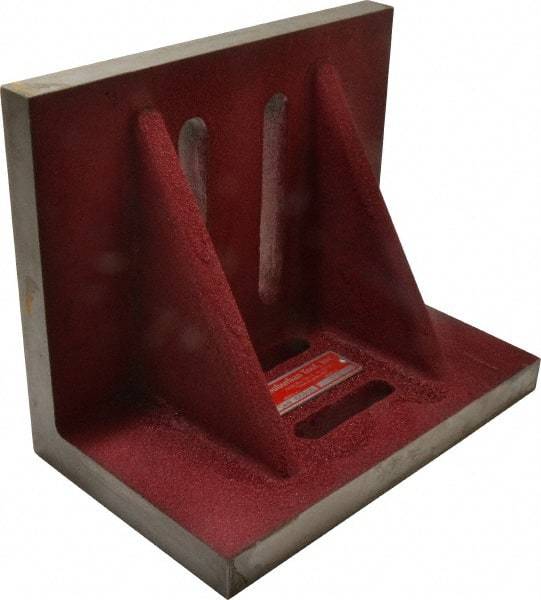 Suburban Tool - 10" Wide x 6" Deep x 8" High Cast Iron Machined Angle Plate - Standard Plate, Through-Slots on Surface, Double Web, 7/8" Thick, Single Plate - Exact Tool & Supply