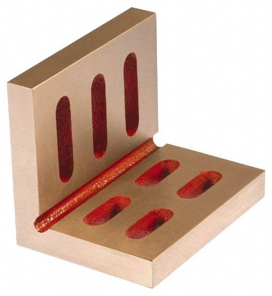 Suburban Tool - 8" Wide x 5" Deep x 6" High Cast Iron Machined Angle Plate - Standard Plate, Through-Slots on Surface, Open End, 15/16" Thick, Single Plate - Exact Tool & Supply
