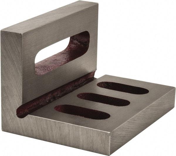 Suburban Tool - 4-1/2" Wide x 3" Deep x 3-1/2" High Cast Iron Machined Angle Plate - Standard Plate, Through-Slots on Surface, Open End, 5/8" Thick, Single Plate - Exact Tool & Supply