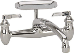 B&K Mueller - Spout with Soap Dish, Two Handle Design, Chrome, Industrial and Laundry Faucet - Lever Handle - Exact Tool & Supply