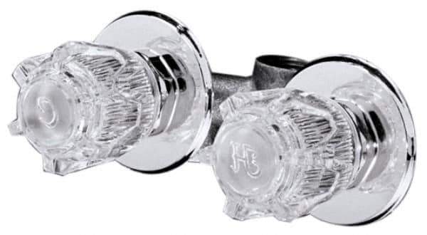 B&K Mueller - Concealed, Two Handle, Chrome Coated, Brass, Shower Valve - Knob Handles, 4 Inch Mounting Centers, Acrylic Handles - Exact Tool & Supply