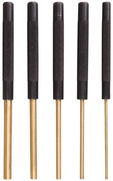 SPI - 5 Piece, 1/8 to 3/8", Pin Punch Set - Brass & Steel, Comes in Vinyl Pouch - Exact Tool & Supply