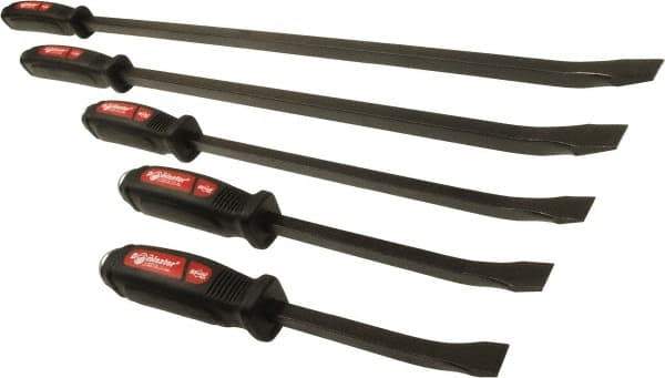 Mayhew - 5 Piece Curved Tip Pry Bar Set - 3/4" Head Width, Includes 10, 12, 17, 25 & 31" Lengths - Exact Tool & Supply