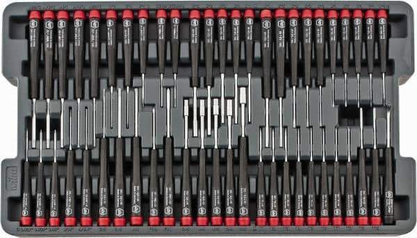 Wiha - 51 Piece Hex, Nut Driver, Phillips, Slotted & Torx Screwdriver Set - Bit Sizes: Hex SAE 0.028, 0.035, 0.05, 1/16, 5/64, 3/32, 7/64, 1/8, 9/64 & 5/32, Philips #000 to #1, Torx T1, T2, T3, T4, T5, T6, T7, T8, T9 & T10 - Exact Tool & Supply