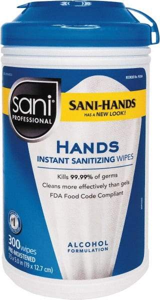 Nice Pak - Pre-Moistened Hand Cleaning Wipes - Canister, 5" x 7-1/2" Sheet Size, White - Exact Tool & Supply