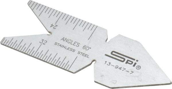 SPI - 60° Angle, Chrome Coated Steel Center Gage - 1/32 to 1/14 Inch Graduation - Exact Tool & Supply