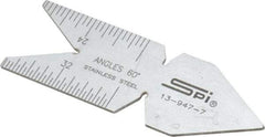 SPI - 60° Angle, Chrome Coated Steel Center Gage - 1/32 to 1/14 Inch Graduation - Exact Tool & Supply