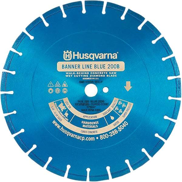 Husqvarna - 20" Diam, 1" Arbor Hole Diam, Continuous Edge Tooth Wet & Dry Cut Saw Blade - Diamond-Tipped, General Purpose Action, Standard Round Arbor - Exact Tool & Supply