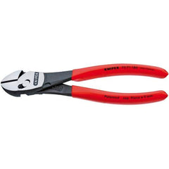 Knipex - 7-1/4" OAL, 24 AWG Capacity, Diagonal Cutter - 1" Jaw Length x 1-3/16" Jaw Width, Oval Head, Plastic Dipped Handle - Exact Tool & Supply