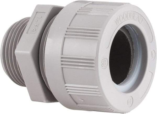 Woodhead Electrical - 20.62 to 23.8mm Capacity, Liquidtight, Straight Strain Relief Cord Grip - 1 NPT Thread, Nylon - Exact Tool & Supply
