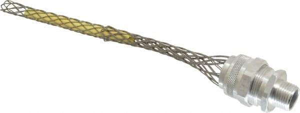 Woodhead Electrical - 15.88 to 19.05mm Capacity, Liquidtight, Straight Strain Relief Cord Grip - 1/2 NPT Thread, 7" Long, Aluminum - Exact Tool & Supply