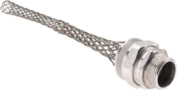 Woodhead Electrical - 31.75 to 34.93mm Capacity, Liquidtight, Straight Strain Relief Cord Grip - 1-1/4 NPT Thread, 12" Long, Aluminum - Exact Tool & Supply