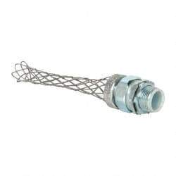 Woodhead Electrical - Liquidtight, Straight Strain Relief Cord Grip - 3/4 NPT Thread, 4-3/8" Long, Iron & Zinc-plated Steel - Exact Tool & Supply
