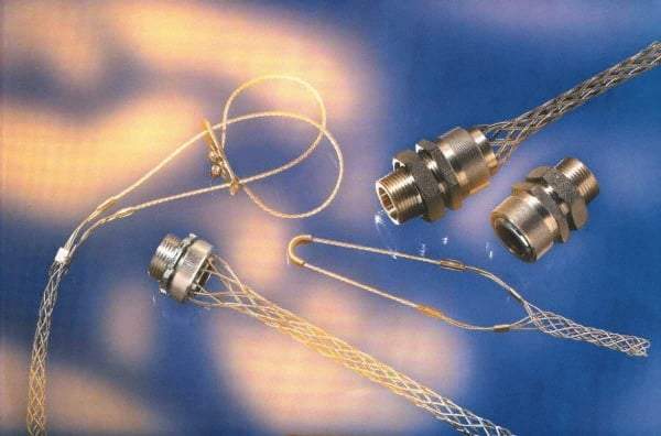 Woodhead Electrical - 3/4 to 0.99 Inch Cable Diameter, Tinned Bronze, Offset Loop Support Grip - 21 Inch Long, 960 Lb. Breaking Strength, 14 Inch Mesh Length - Exact Tool & Supply