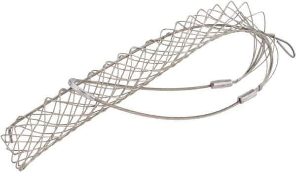 Woodhead Electrical - 1-3/4 to 1.99 Inch Cable Diameter, Tinned Bronze, Single Loop Support Grip - 34 Inch Long, 2,640 Lb. Breaking Strength, 20 Inch Mesh Length - Exact Tool & Supply